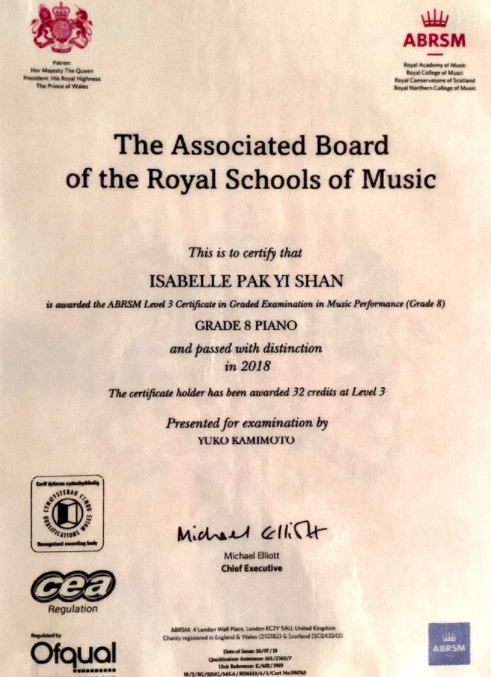 Grade 8 Piano Practical Certificate