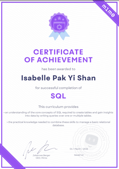 SQL Certificate